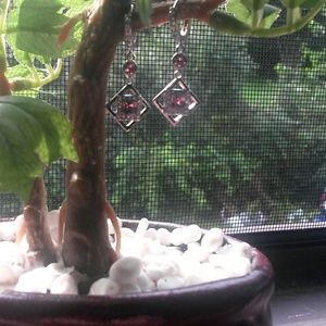 *NWOT* Silver CZ Rose Diamomd Drop Earrings